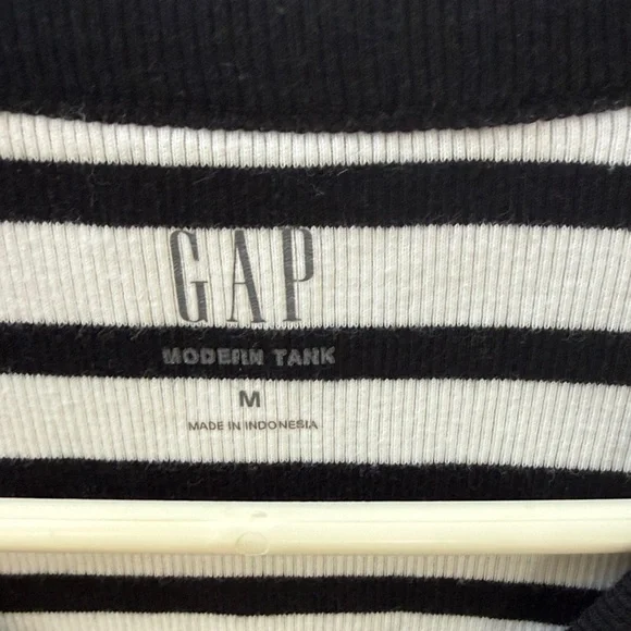 GAP Black & White Striped Ribbed Tank - Picture 2 of 3